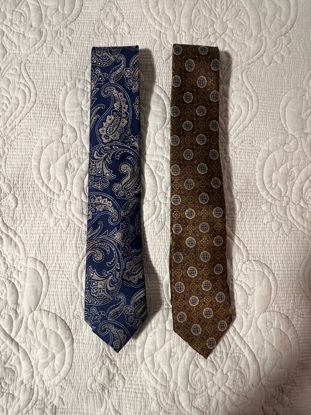 Jos. A. Bank Blue Paisley and Brown Medallion Silk Ties (2)